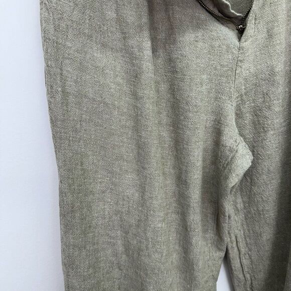 Rylee + Cru Women’s Fern Washed Out Green Linen Blend High Waisted Trouser Pant - Picture 10 of 11
